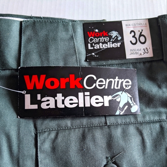 VTG Dark Green Cotton Blend Straight Leg Work Pants. Mens 36 Waist x 33 L. HP! - Picture 3 of 10